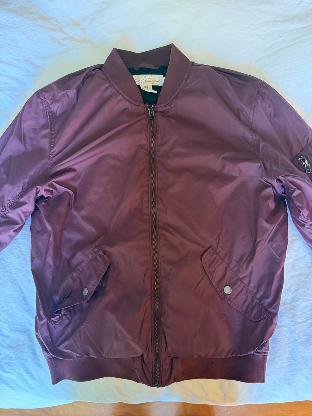 H&M Men's Burgundy Bomber Jacket